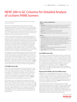 Gccolumns for Detailed Analysis of Cis/Trans FAME Isomers