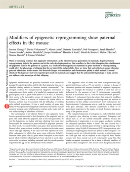 Modifiers of Epigenetic Reprogramming Show Paternal