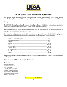 2021 Spring Tournament Manual