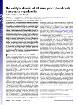 The Catalytic Domain of All Eukaryotic Cut-And-Paste Transposase Superfamilies