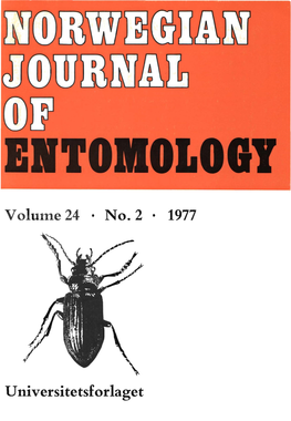 Norwegian Journal of Entomology N Orsk Entomologisk Tidsskrift
