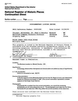 National Register of Historic Places Continuation Sheet