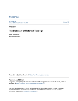 The Dictionary of Historical Theology