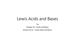 Lewis Acids and Bases