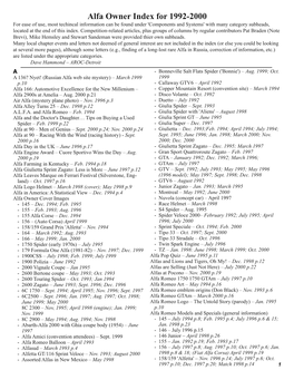 Alfa Owner Index for 1992-2000