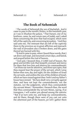 The Book of Nehemiah 1 the Words of Nehemiah the Son of Hachaliah