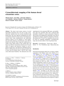 Cytoarchitectonic Mapping of the Human Dorsal Extrastriate Cortex