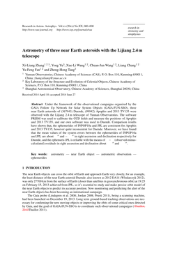 Astrometry of Three Near Earth Asteroids with the Lijiang 2.4 M Telescope