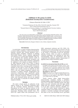 Additions to the Genus Lecidella (Lichenised Ascomycetes: Lecanoraceae) Gintaras Kantvilasa & John A