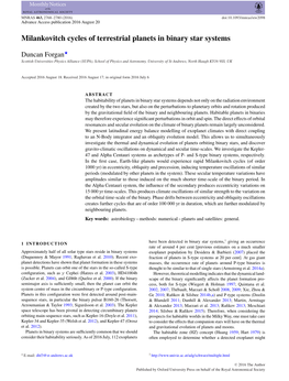 Milankovitch Cycles of Terrestrial Planets in Binary Star Systems