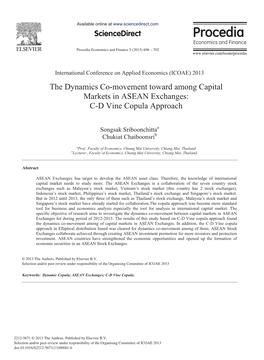 The Dynamics Co-Movement Toward Among Capital Markets in ASEAN Exchanges: C-D Vine Copula Approach