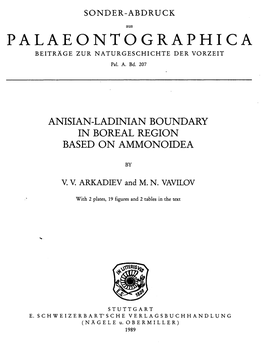 Palaeontographica Beitrage Zur Naturgeschichte Der Vorzeit