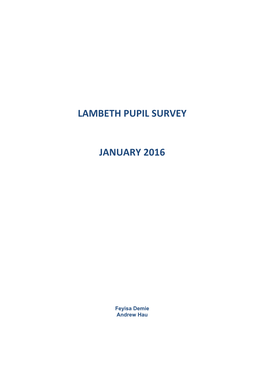 Lambeth Pupil Survey January 2016