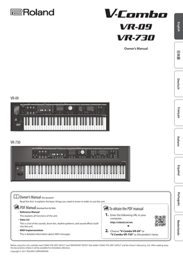 VR-09 VR-730 Owner's Manual (This Document)