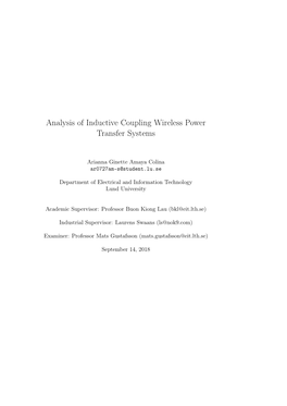 Analysis of Inductive Coupling Wireless Power Transfer Systems