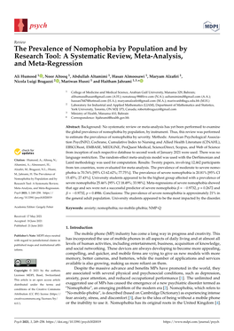 The Prevalence of Nomophobia by Population and by Research Tool: a Systematic Review, Meta-Analysis, and Meta-Regression