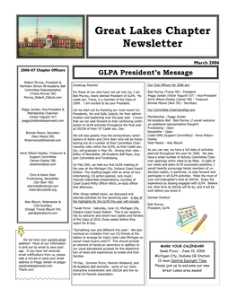 Great Lakes Chapter Newsletter