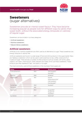 Sweeteners (Sugar Alternatives)