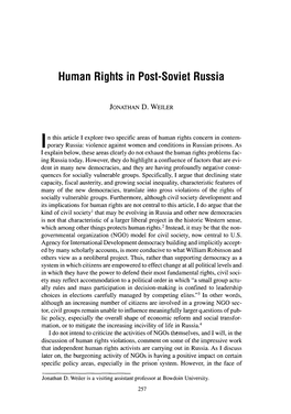 Human Rights in Post-Soviet Russia 259 Declined