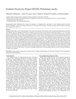 Southern Nicola Arc Project (SNAP): Preliminary Results