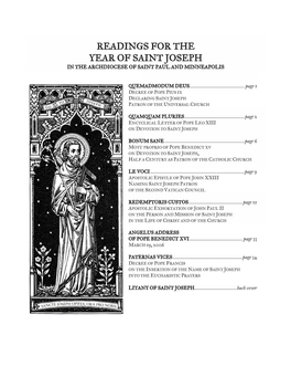 Readings for the Year of Saint Joseph in the Archdiocese of Saint Paul and Minneapolis