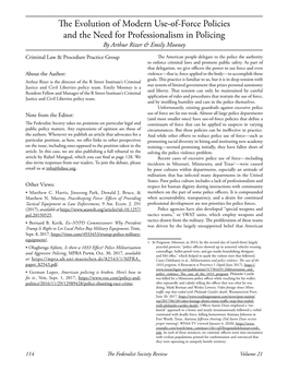 The Evolution of Modern Use-Of-Force Policies and the Need for Professionalism in Policing by Arthur Rizer & Emily Mooney