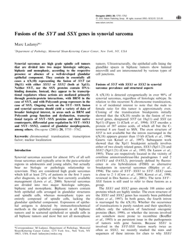 Fusions of the SYT and SSX Genes in Synovial Sarcoma