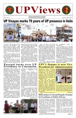 UP Visayas Marks 70 Years of up Presence in Iloilo