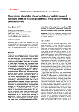 Shear Stress Stimulates Phosphorylation of Protein Kinase a Substrate Proteins Including Endothelial Nitric Oxide Synthase in Endothelial Cells