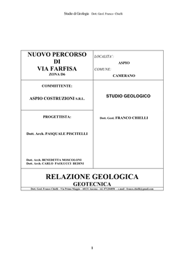RELAZIONE GEOLOGICA GEOTECNICA Dott