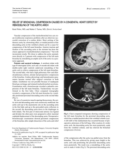 Relief of Bronchial Compression Caused by a Congenital Heart Defect by Remodeling of the Aortic Arch