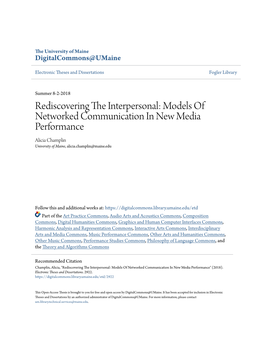 Rediscovering the Interpersonal: Models of Networked