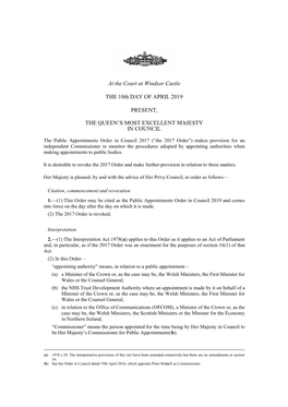Public Appointments Order in Council