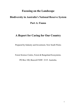 Focusing on the Landscape a Report for Caring for Our Country