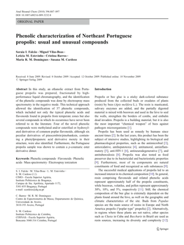 Phenolic Characterization of Northeast Portuguese Propolis: Usual and Unusual Compounds