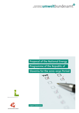 Proposal of the National Energy Programme of the Republic of Slovenia for the 2010–2030 Period