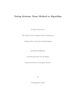 Voting Systems: from Method to Algorithm