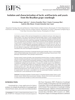 Isolation and Characterization of Lactic Acid Bacteria and Yeasts from the Brazilian Grape Sourdough