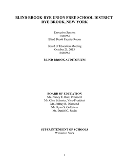 Blind Brook-Rye Union Free School District Rye Brook, New York