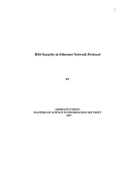 RSS Security in Ethernet Network Protocol