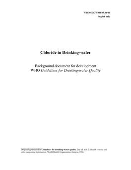 Chloride in Drinking-Water