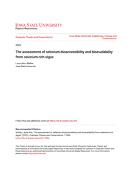 The Assessment of Selenium Bioaccessibility and Bioavailability from Selenium-Rich Algae