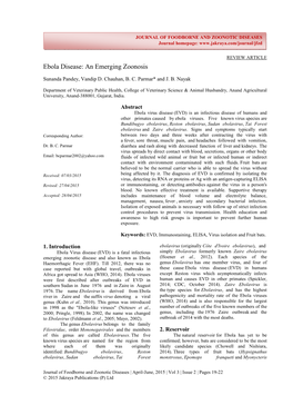 Ebola Disease: an Emerging Zoonosis