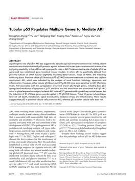 Tubular P53 Regulates Multiple Genes to Mediate AKI