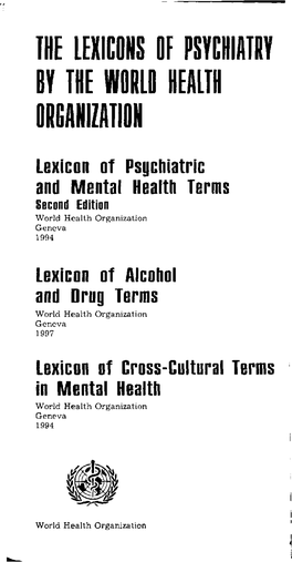 THE LEXICONS of PSYCHIATRY by the WORLD Heallh ORGANIZATION