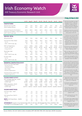 Irish Economy Watch AIB Treasury Economic Research Unit