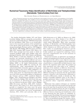 Numerical Taxonomy Helps Identification of Merliniidae