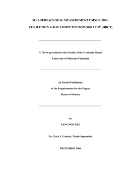 Soil Surface-Seal Measurement Using High- Resolution X-Ray Computed