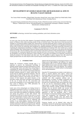 Development of Geodatabase for Archaeological Site in Bujang Valley Kedah