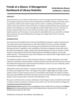 Trends at a Glance: a Management Dashboard of Library Statistics | Morton-Owens and Hanson 37